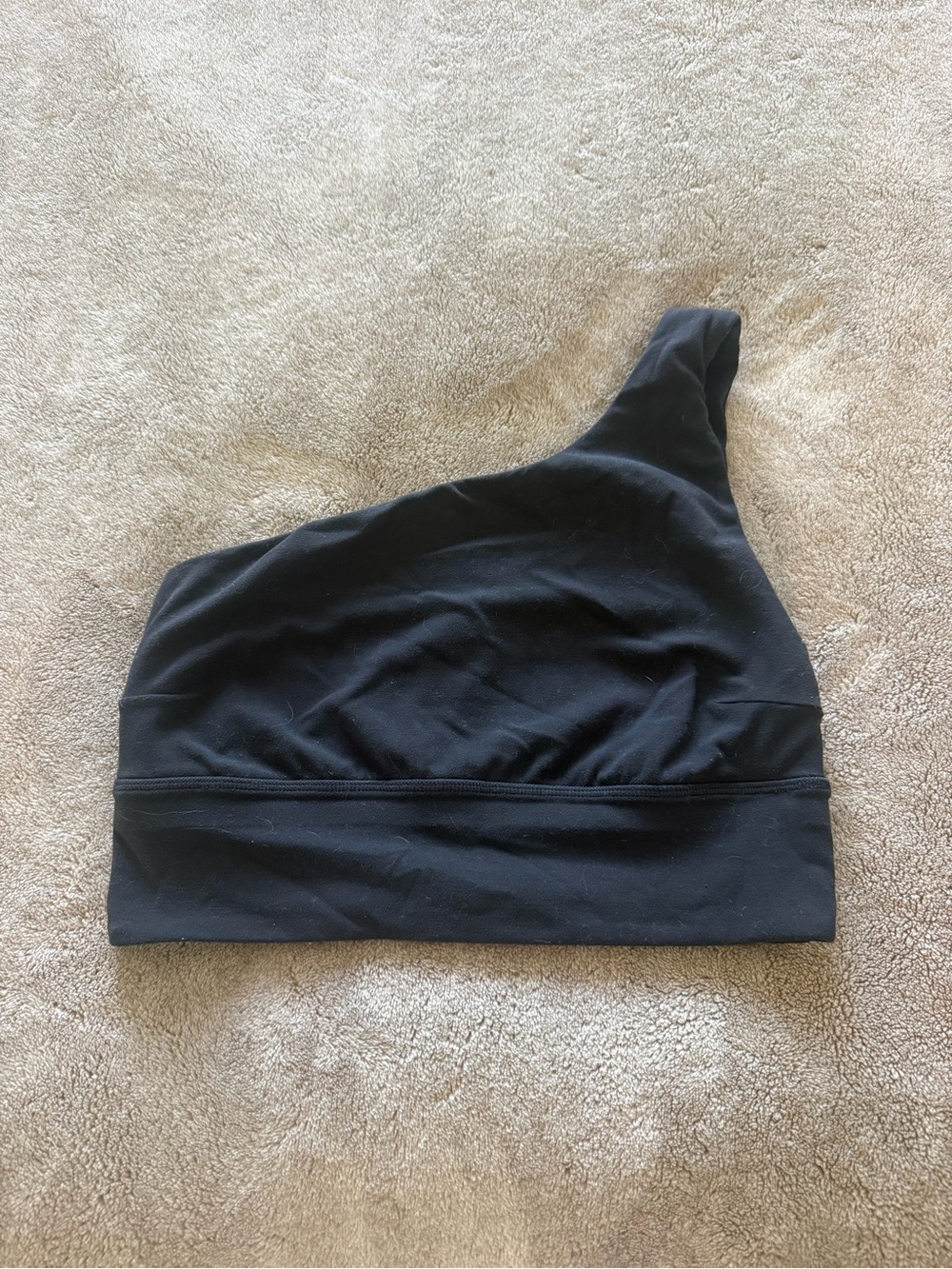Lululemon One-Shoulder Black Athletic Sports Bra SZ 6